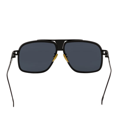 MAC - Two - Tone Square Metal Aviator Black Sunglasses Dark Smoke Lens
