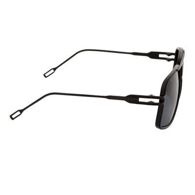 MAC - Two - Tone Square Metal Aviator Black Sunglasses Dark Smoke Lens