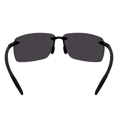 MAUI - Rimless TR90 Thin Sports Wrap Sunglasses Black Blue Mirror Polarized