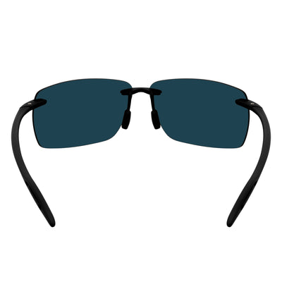 MAUI - Rimless TR90 Thin Sports Wrap Sunglasses Black Orange Mirror Polarized