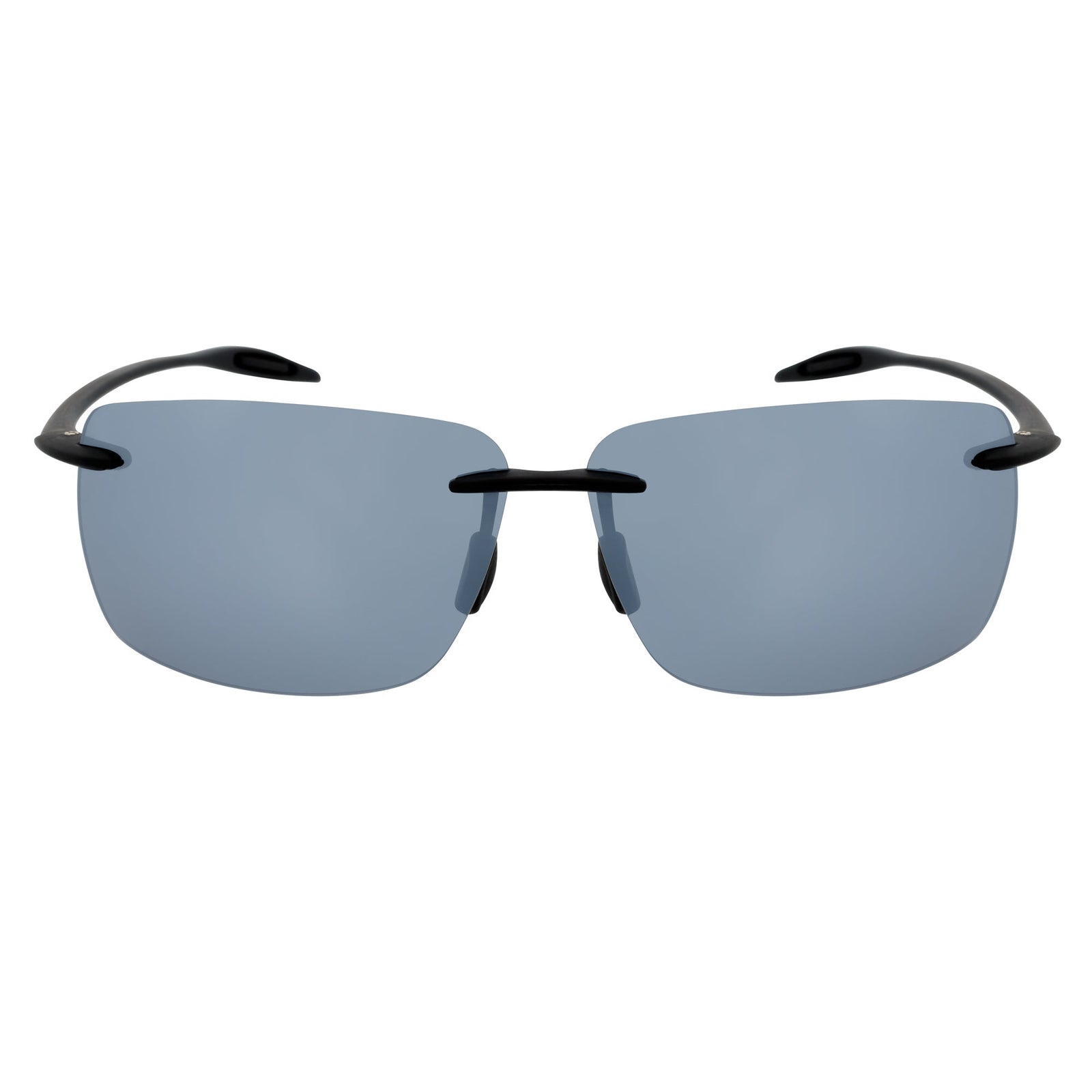 MAUI - Rimless TR90 Thin Sports Wrap Sunglasses Black Silver Mirror Polarized