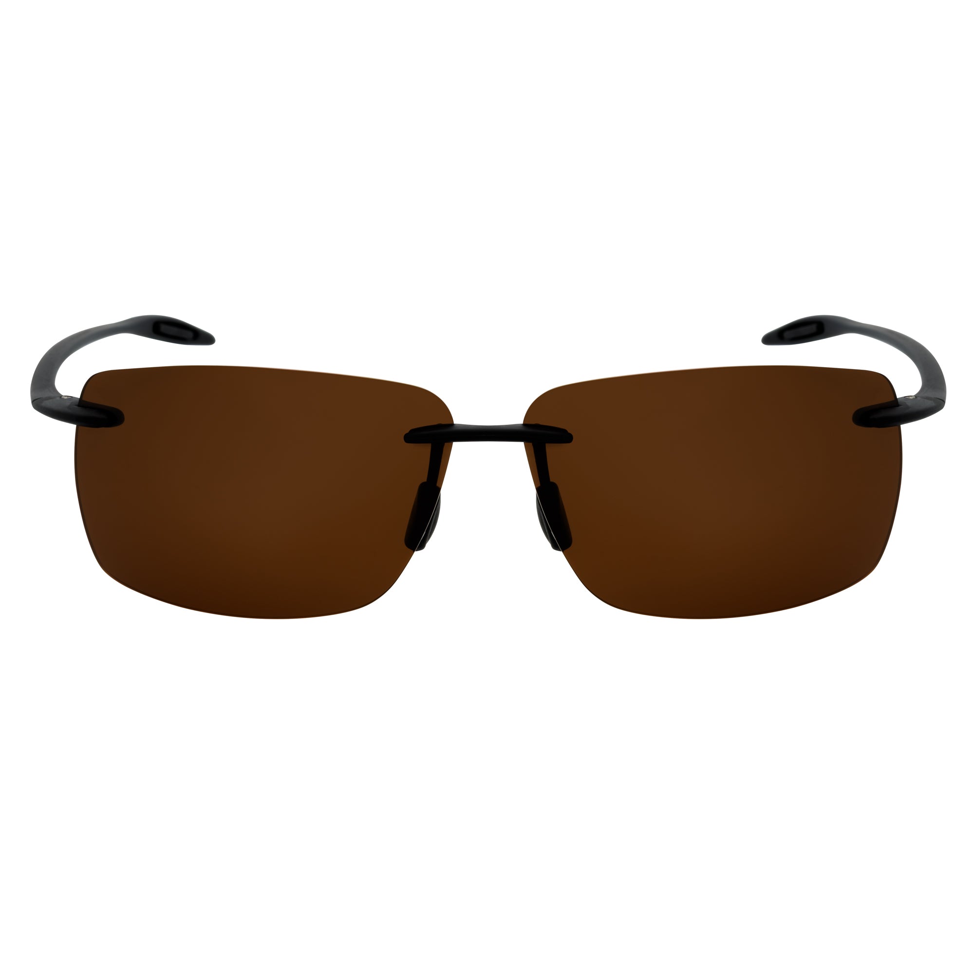 MAUI - Rimless TR90 Thin Sports Wrap Sunglasses Matte Black Brown Polarized