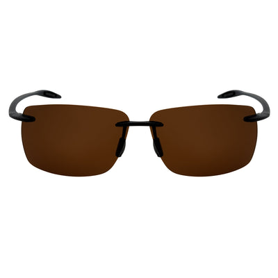 MAUI - Rimless TR90 Thin Sports Wrap Sunglasses Matte Black Brown Polarized