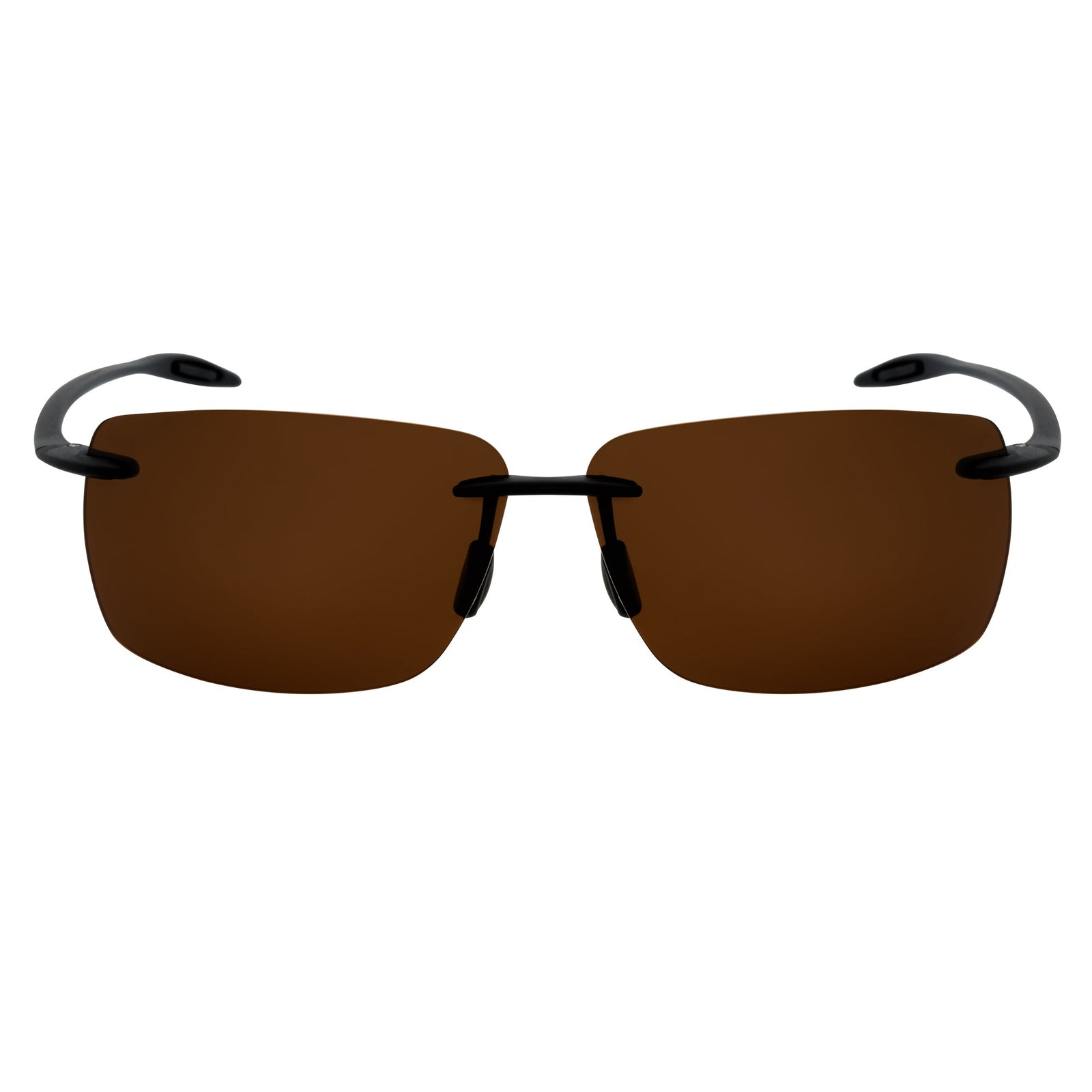 MAUI - Rimless TR90 Thin Sports Wrap Sunglasses Matte Black Brown Polarized