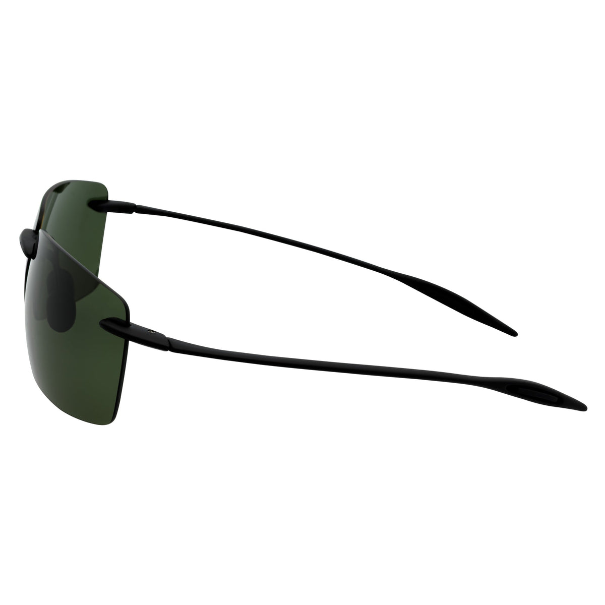 MAUI - Rimless TR90 Thin Sports Wrap Sunglasses Matte Black Green Polarized