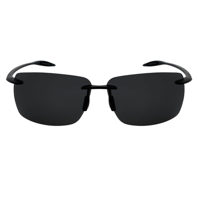MAUI - Rimless TR90 Thin Sports Wrap Sunglasses Matte Black Smoke Polarized