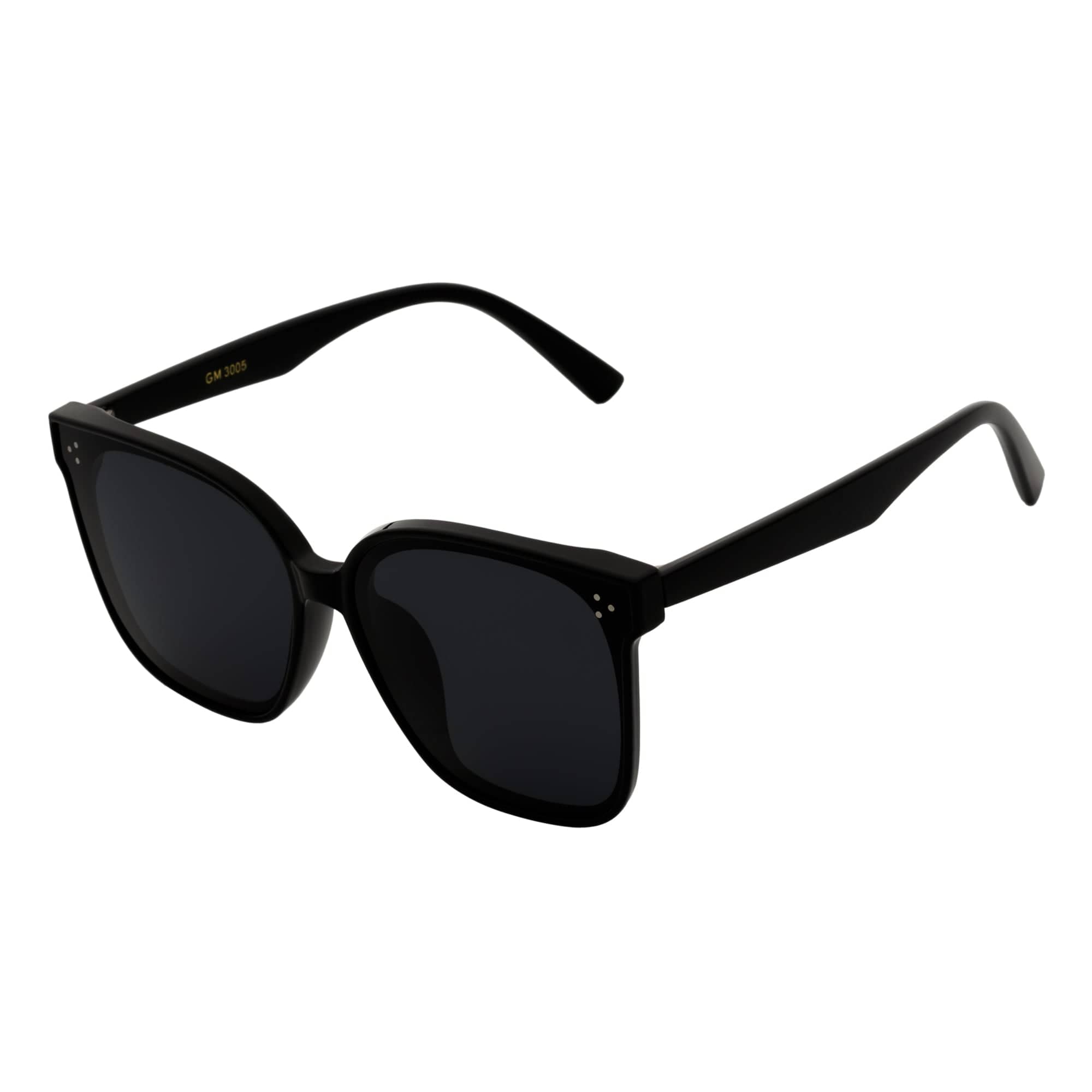 MIA - Polarized Womens Oversize 3 Pin Cat Eye Sunglasses Gloss Black Smoke