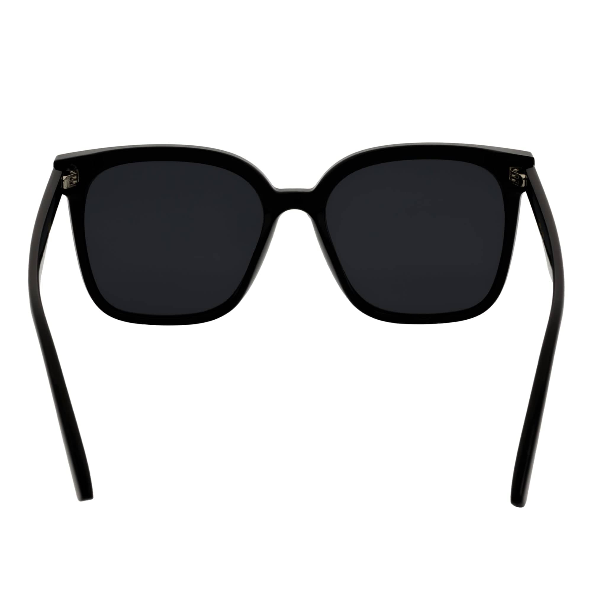 MIA - Polarized Womens Oversize 3 Pin Cat Eye Sunglasses Gloss Black Smoke