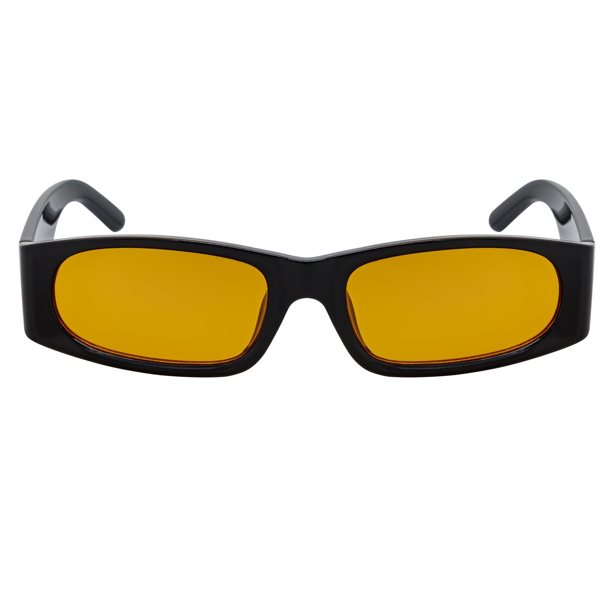 MILO - Thick Small Rectangle Sunglasses Black Orange Tint
