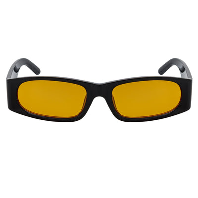 MILO - Thick Small Rectangle Sunglasses Black Orange Tint