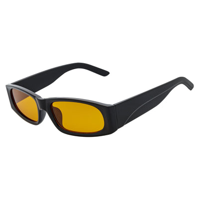 MILO - Thick Small Rectangle Sunglasses Black Orange Tint