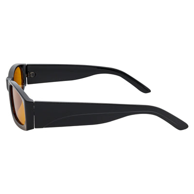 MILO - Thick Small Rectangle Sunglasses Black Orange Tint