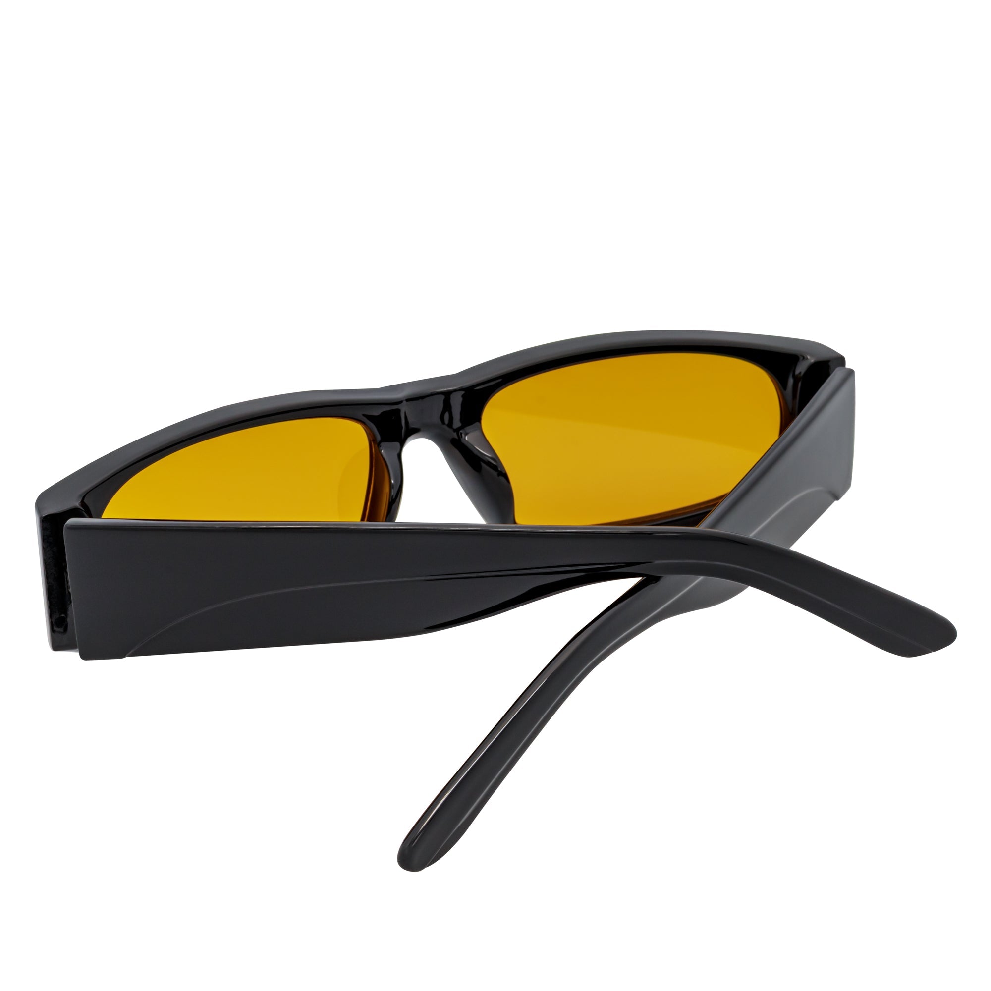 MILO - Thick Small Rectangle Sunglasses Black Orange Tint