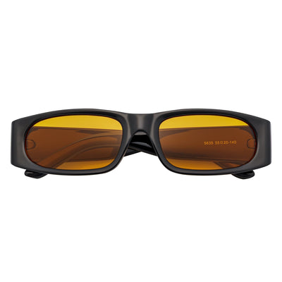 MILO - Thick Small Rectangle Sunglasses Black Orange Tint