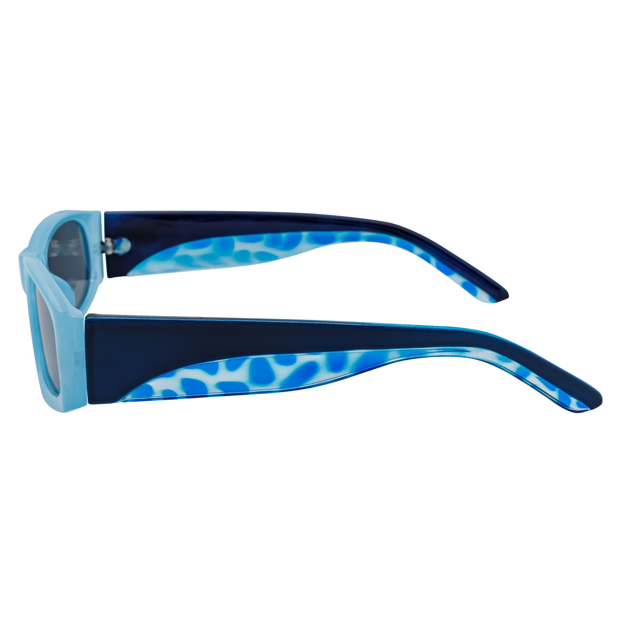 MILO - Thick Small Rectangle Sunglasses Blue-Smoke
