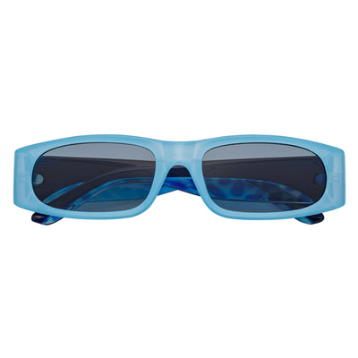 MILO - Thick Small Rectangle Sunglasses Blue-Smoke