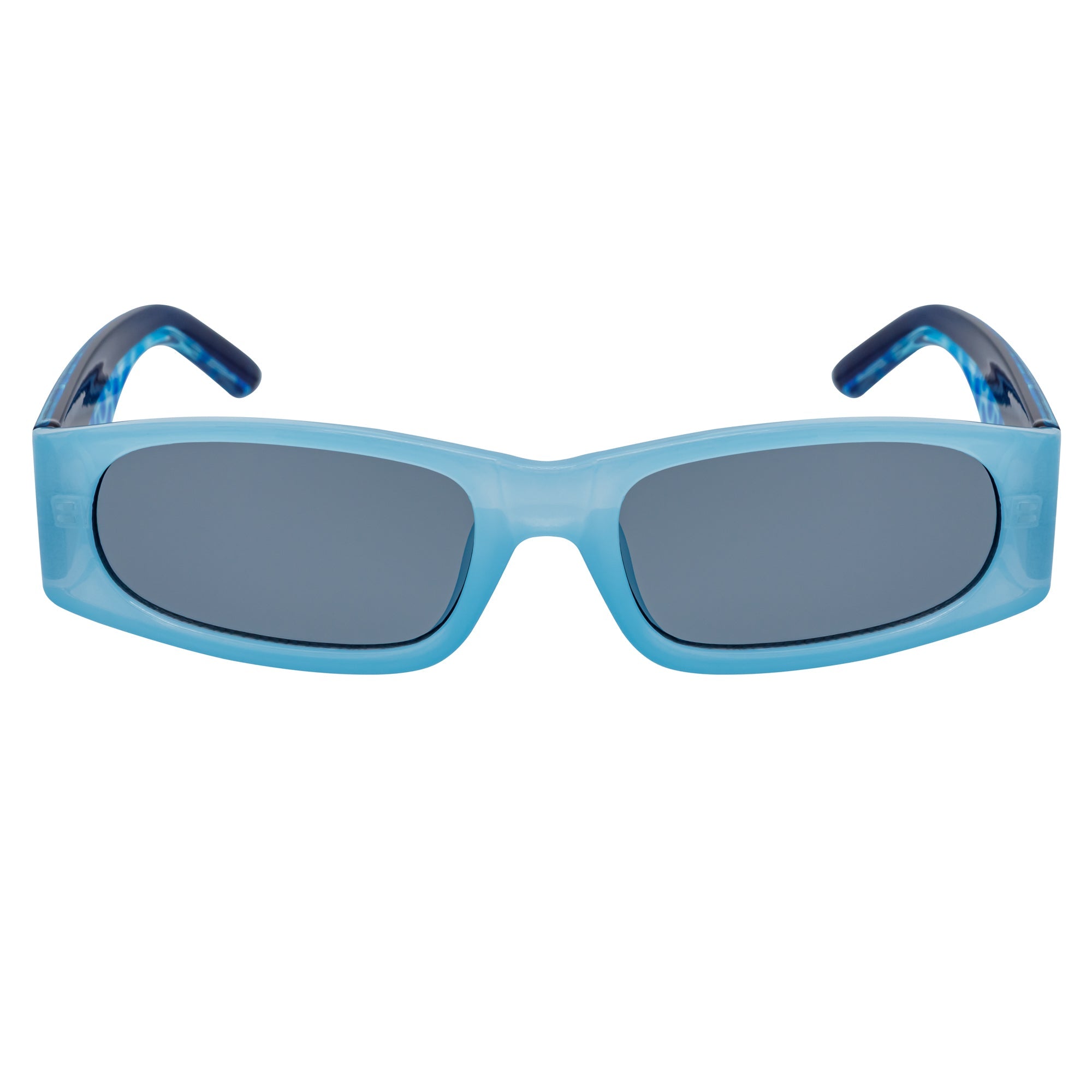 MILO - Thick Small Rectangle Sunglasses Blue-Smoke