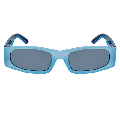 MILO - Thick Small Rectangle Sunglasses Blue-Smoke