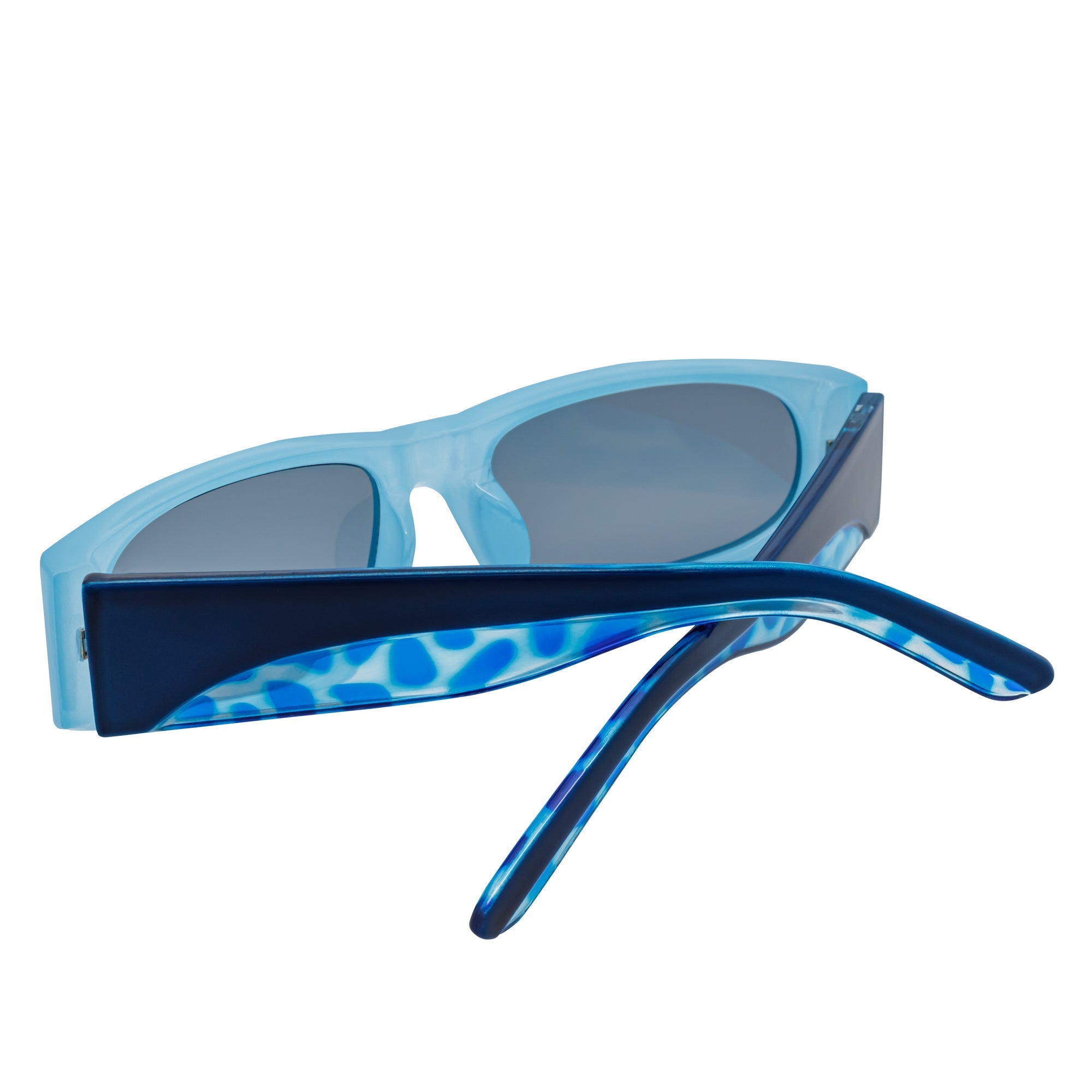 MILO - Thick Small Rectangle Sunglasses Blue-Smoke