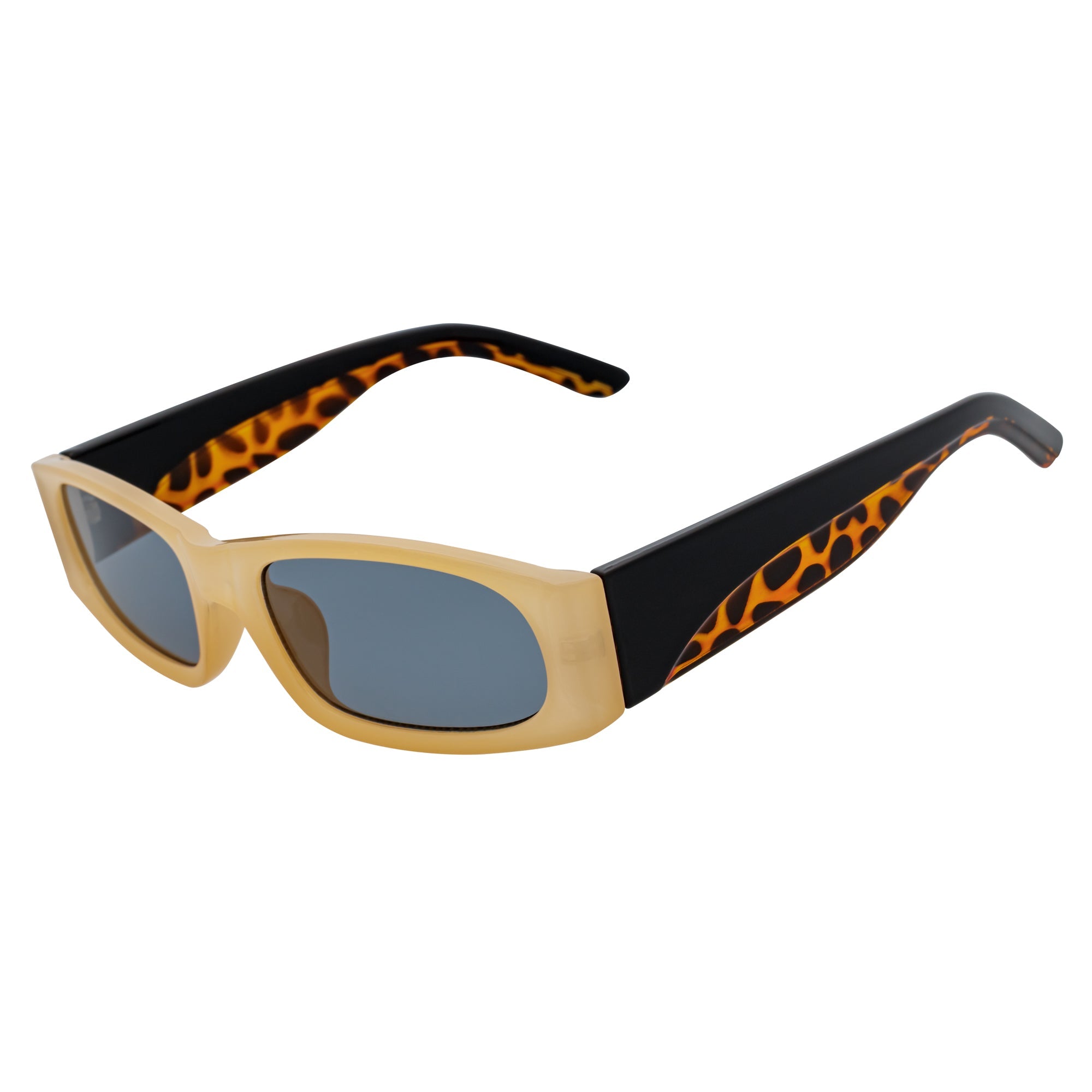 MILO - Thick Small Rectangle Sunglasses Tan-Black Smoke