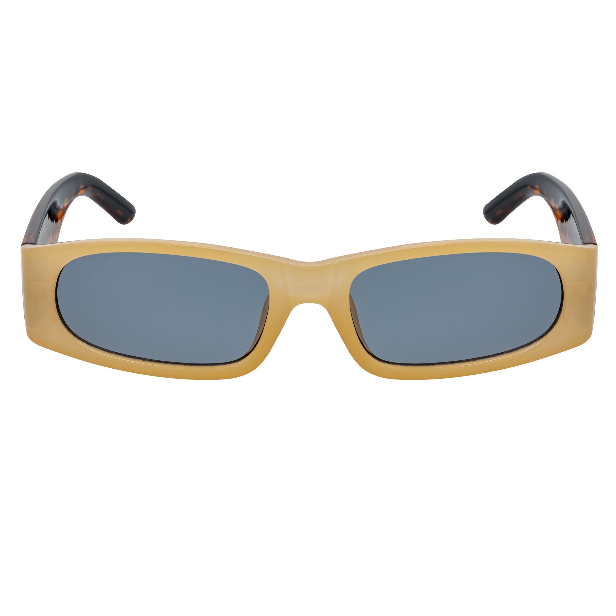 MILO - Thick Small Rectangle Sunglasses Tan-Black Smoke