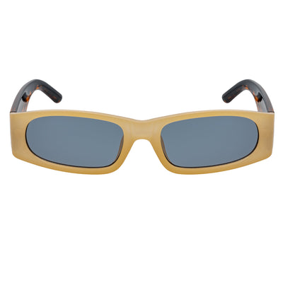 MILO - Thick Small Rectangle Sunglasses Tan-Black Smoke