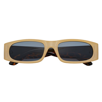 MILO - Thick Small Rectangle Sunglasses Tan-Black Smoke