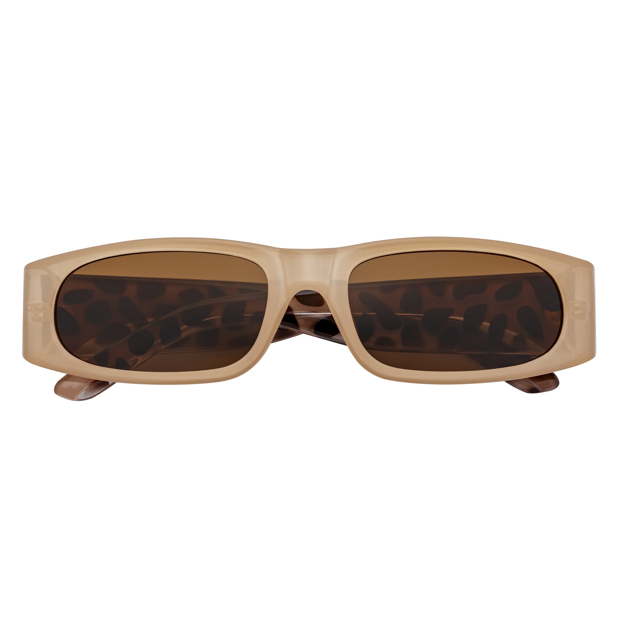 MILO - Thick Small Rectangle Sunglasses Tan-Brown Brown Tint