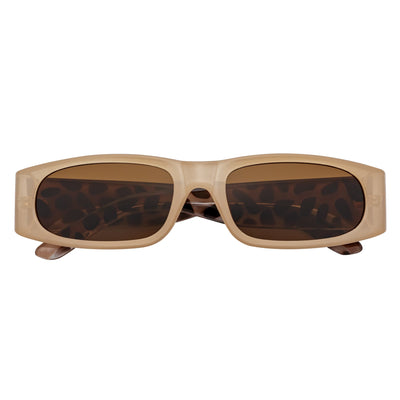 MILO - Thick Small Rectangle Sunglasses Tan-Brown Brown Tint