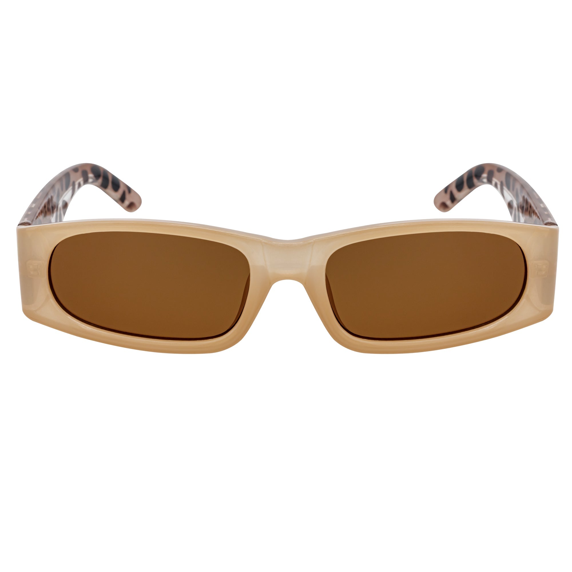 MILO - Thick Small Rectangle Sunglasses Tan-Brown Brown Tint