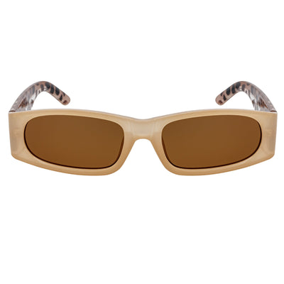 MILO - Thick Small Rectangle Sunglasses Tan-Brown Brown Tint