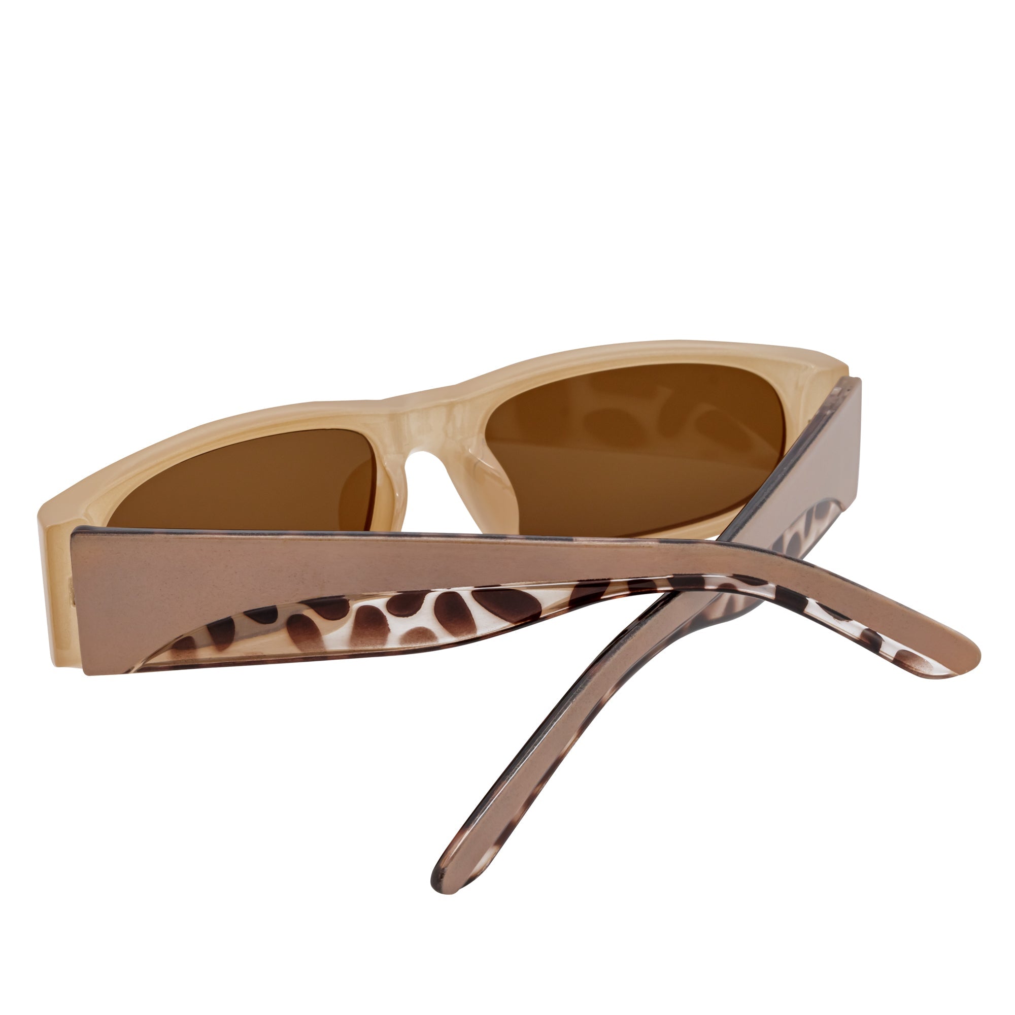 MILO - Thick Small Rectangle Sunglasses Tan-Brown Brown Tint