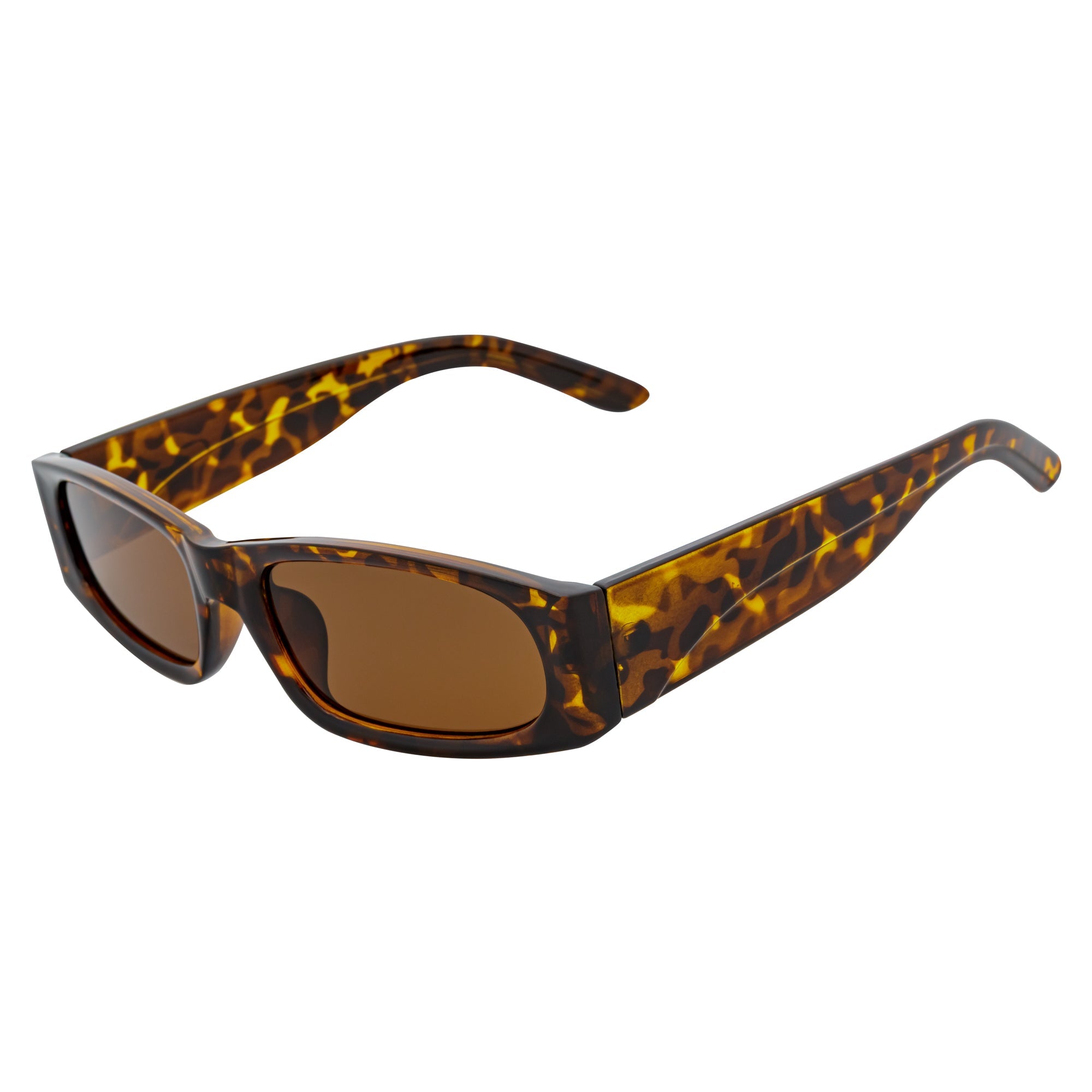 MILO - Thick Small Rectangle Sunglasses Tortoise Brown