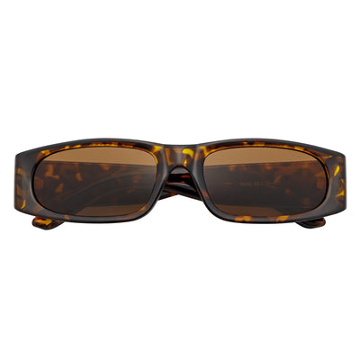 MILO - Thick Small Rectangle Sunglasses Tortoise Brown
