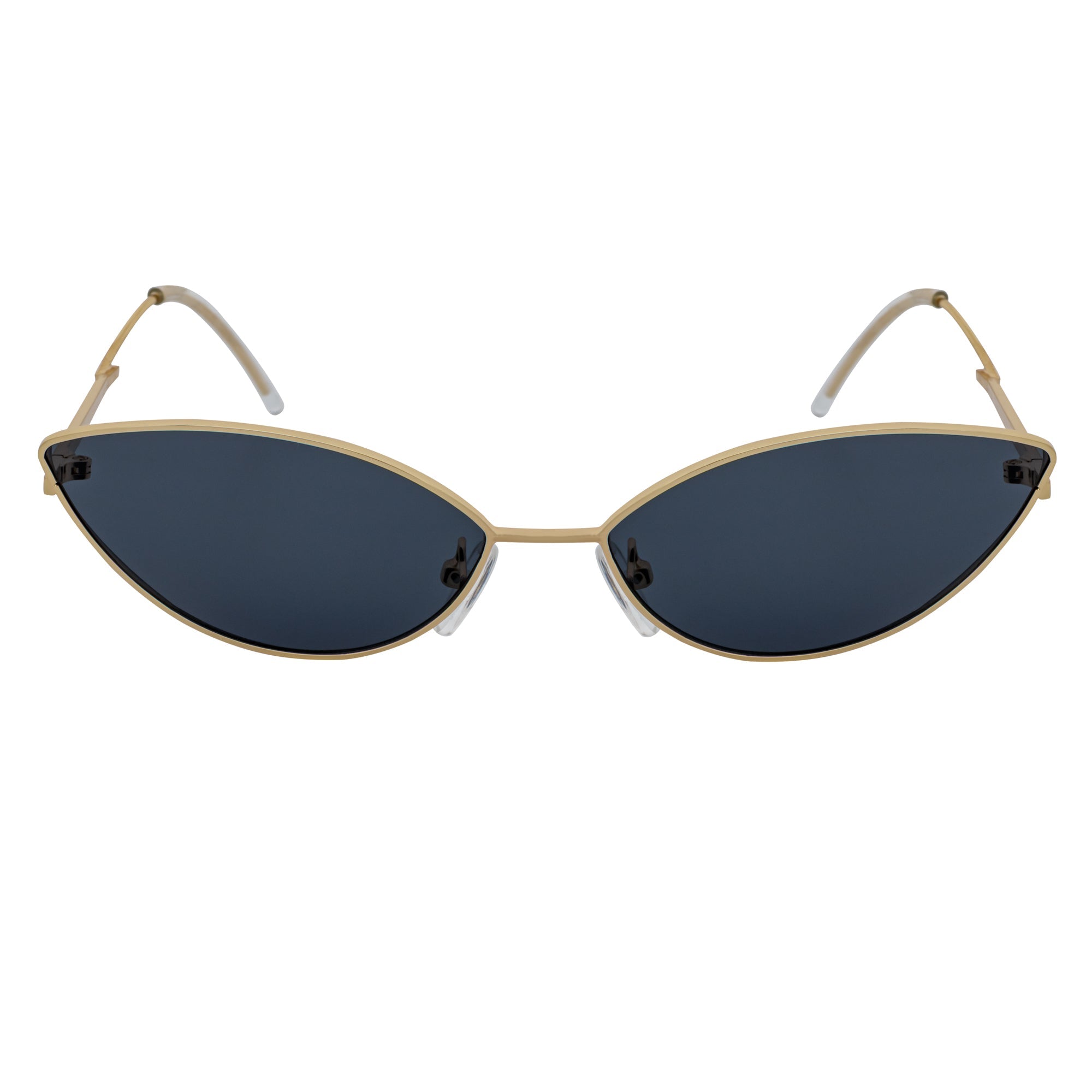 MINX - Mid Century Modern Slim Metal Small Cat Eye Sunglasses Gold Smoke