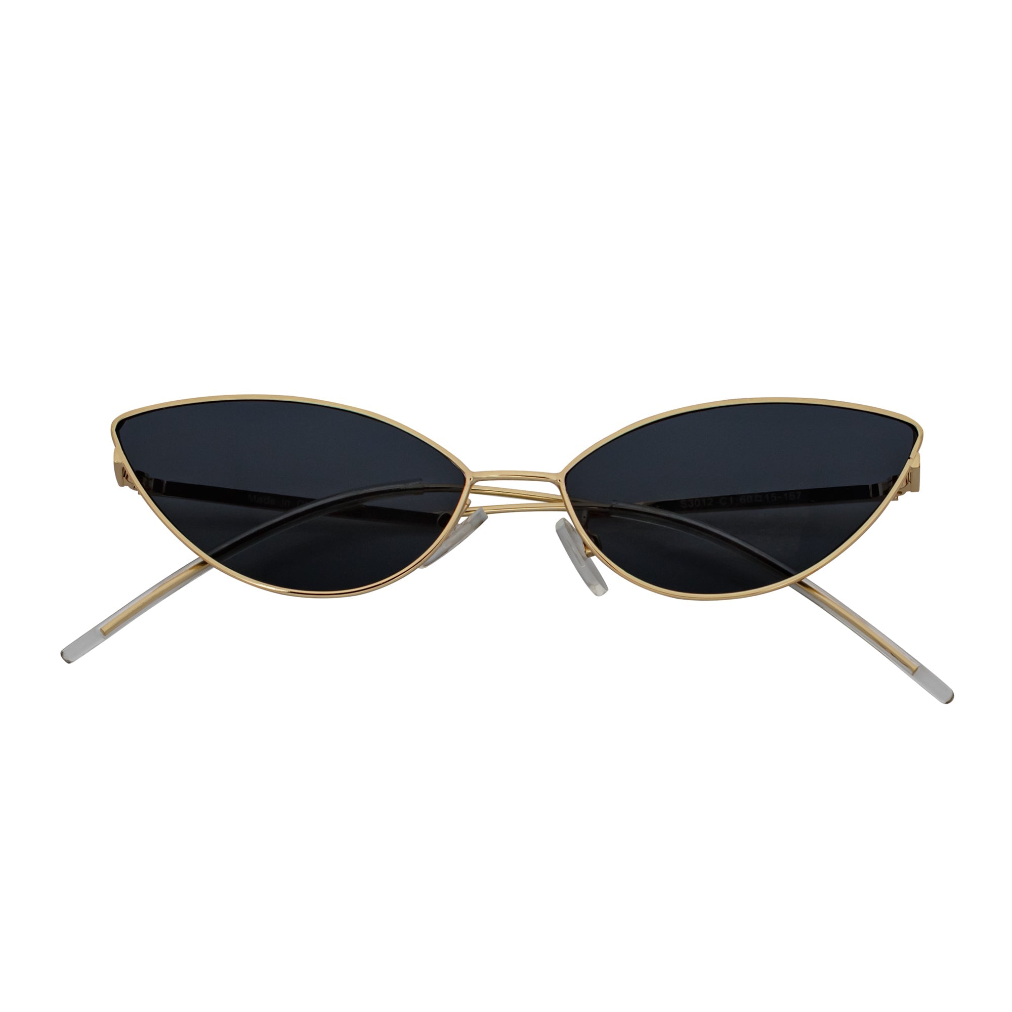MINX - Mid Century Modern Slim Metal Small Cat Eye Sunglasses Gold Smoke