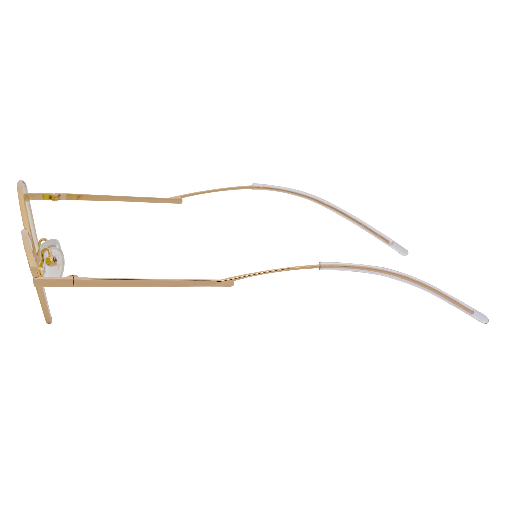 MINX - Mid Century Modern Slim Metal Small Cat Eye Sunglasses Gold Yellow Tint