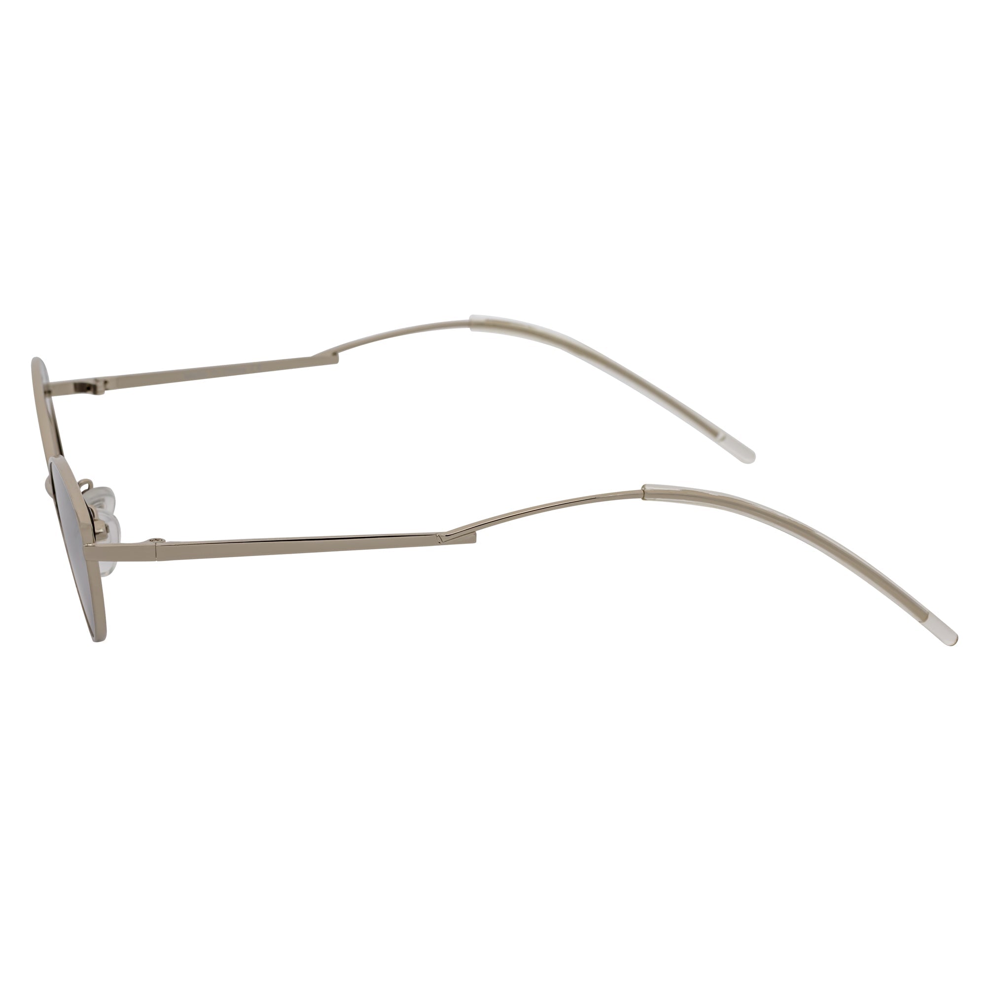 MINX - Mid Century Modern Slim Metal Small Cat Eye Sunglasses Silver Silver Mirror