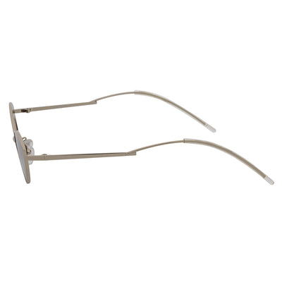 MINX - Mid Century Modern Slim Metal Small Cat Eye Sunglasses Silver Silver Mirror