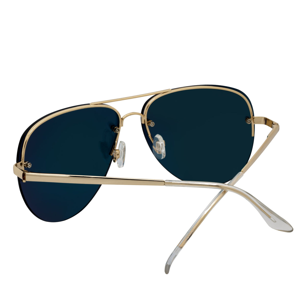 MIRAMAR - Flex Hinge Rimless Metal Aviator Sunglasses Gold Pink-Mirror