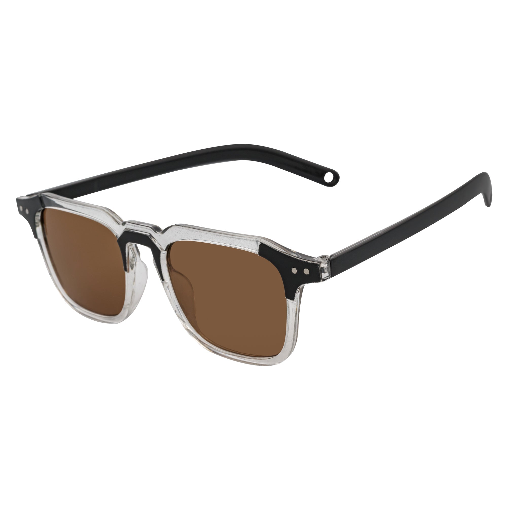 MISSONI - Two - Tone Square Horn Rimmed Black - Clear Sunglasses Brown Lens
