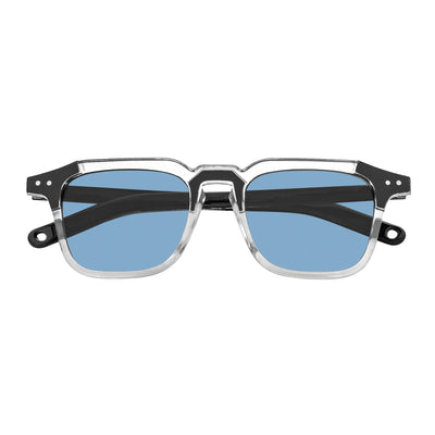 MISSONI - Two - Tone Square Horn Rimmed Sunglasses Black - Clear Blue Lens