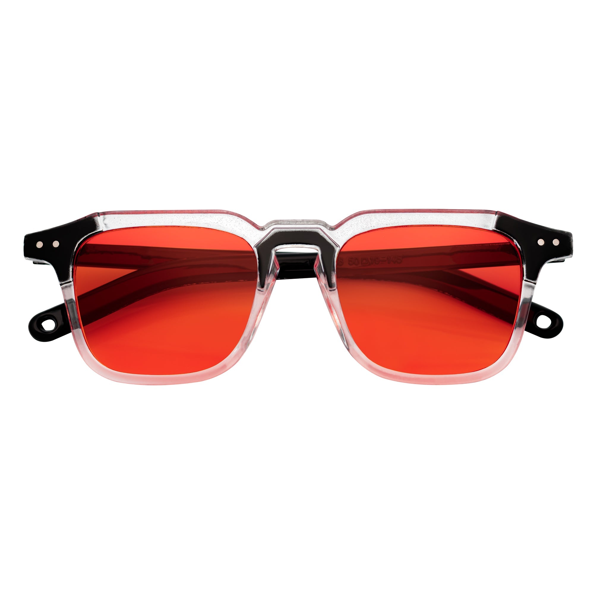 MISSONI - Two - Tone Square Horn Rimmed Sunglasses Black - Clear Red Tint