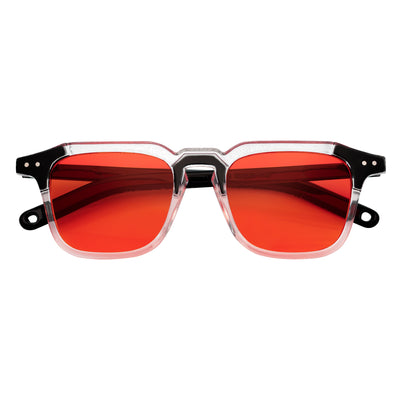 MISSONI - Two - Tone Square Horn Rimmed Sunglasses Black - Clear Red Tint
