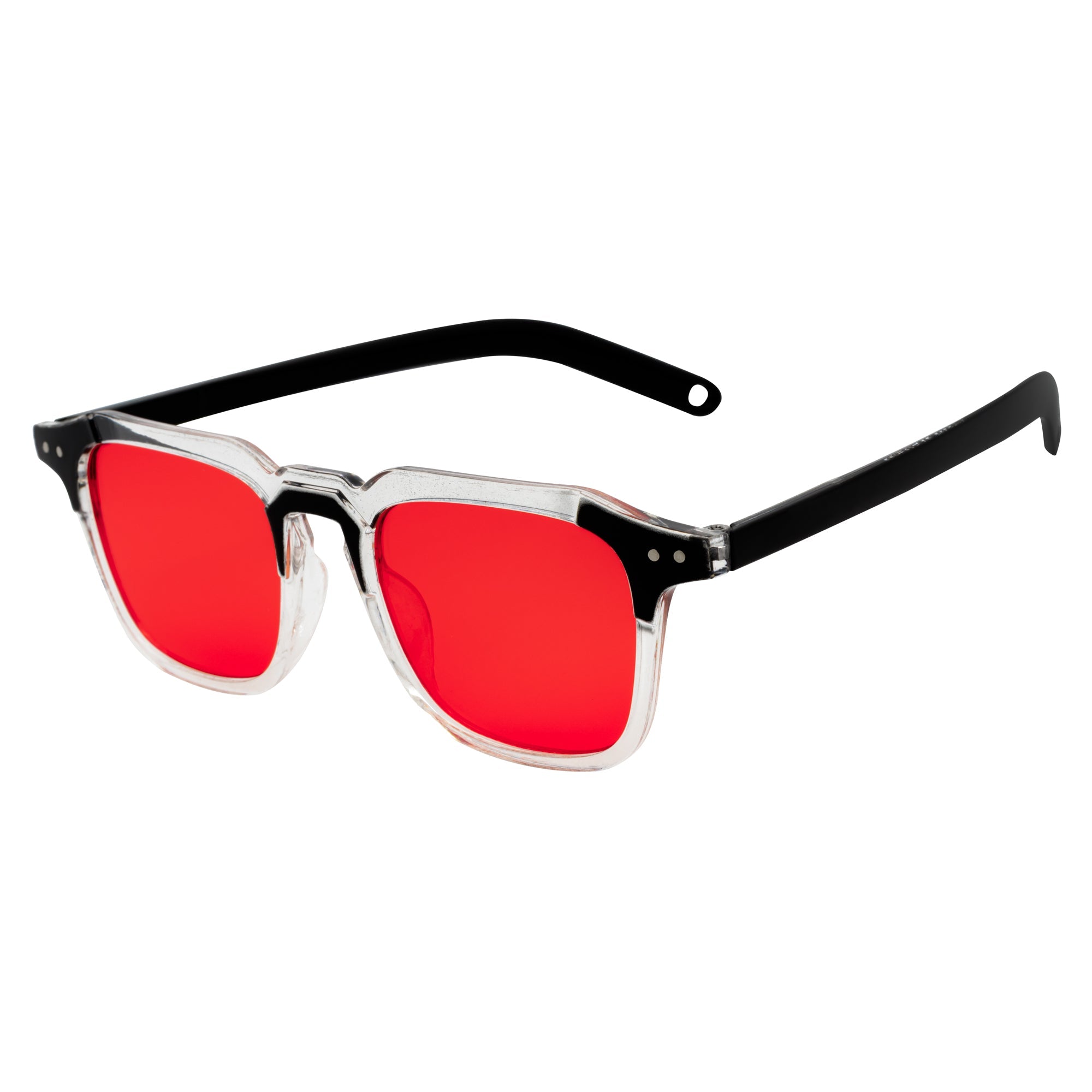 MISSONI - Two - Tone Square Horn Rimmed Sunglasses Black - Clear Red Tint