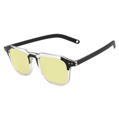 MISSONI - Two - Tone Square Horn Rimmed Sunglasses Black - Clear Yellow Lens
