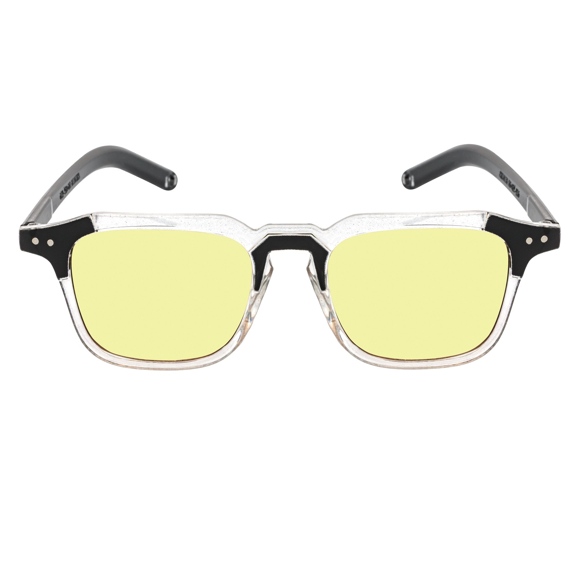 MISSONI - Two - Tone Square Horn Rimmed Sunglasses Black - Clear Yellow Lens