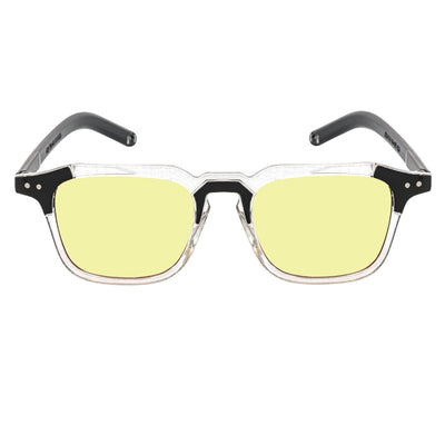 MISSONI - Two - Tone Square Horn Rimmed Sunglasses Black - Clear Yellow Lens