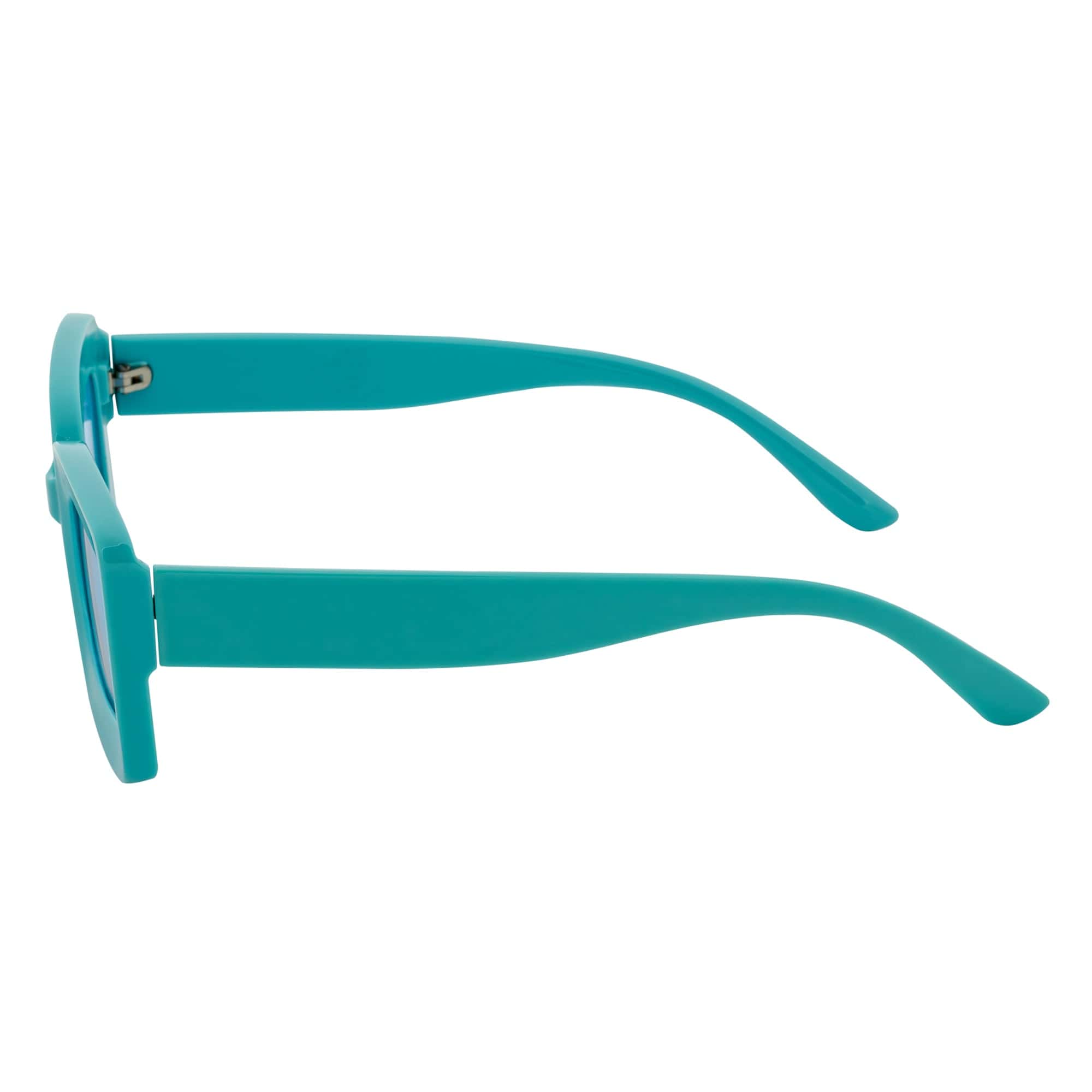 MOD - Small Thick Rectangle Retro 90s Style Sunglasses Blue Blue Tint - MorspecsM1095-3