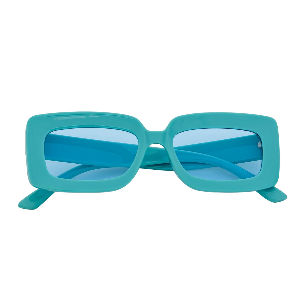 MOD - Small Thick Rectangle Retro 90s Style Sunglasses Blue Blue Tint